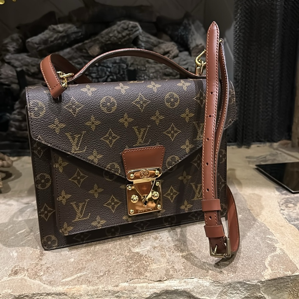 Louis Vuitton Monogram Canvas Top Handle Bag in Brown and Gold - Picture 14 of 15